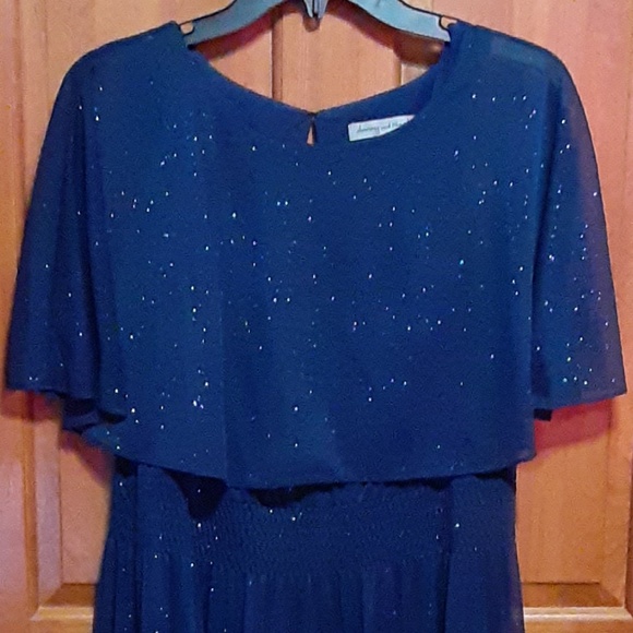 Danny & Nicole Sparkly Navy Lined Dress - Picture 2 of 5